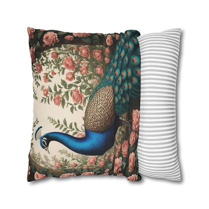 Enchanting Peacock William Morris Style Square Pillow, Throw Pillow Peacock Design, Decorate with Magic - Homevalley.co.uk