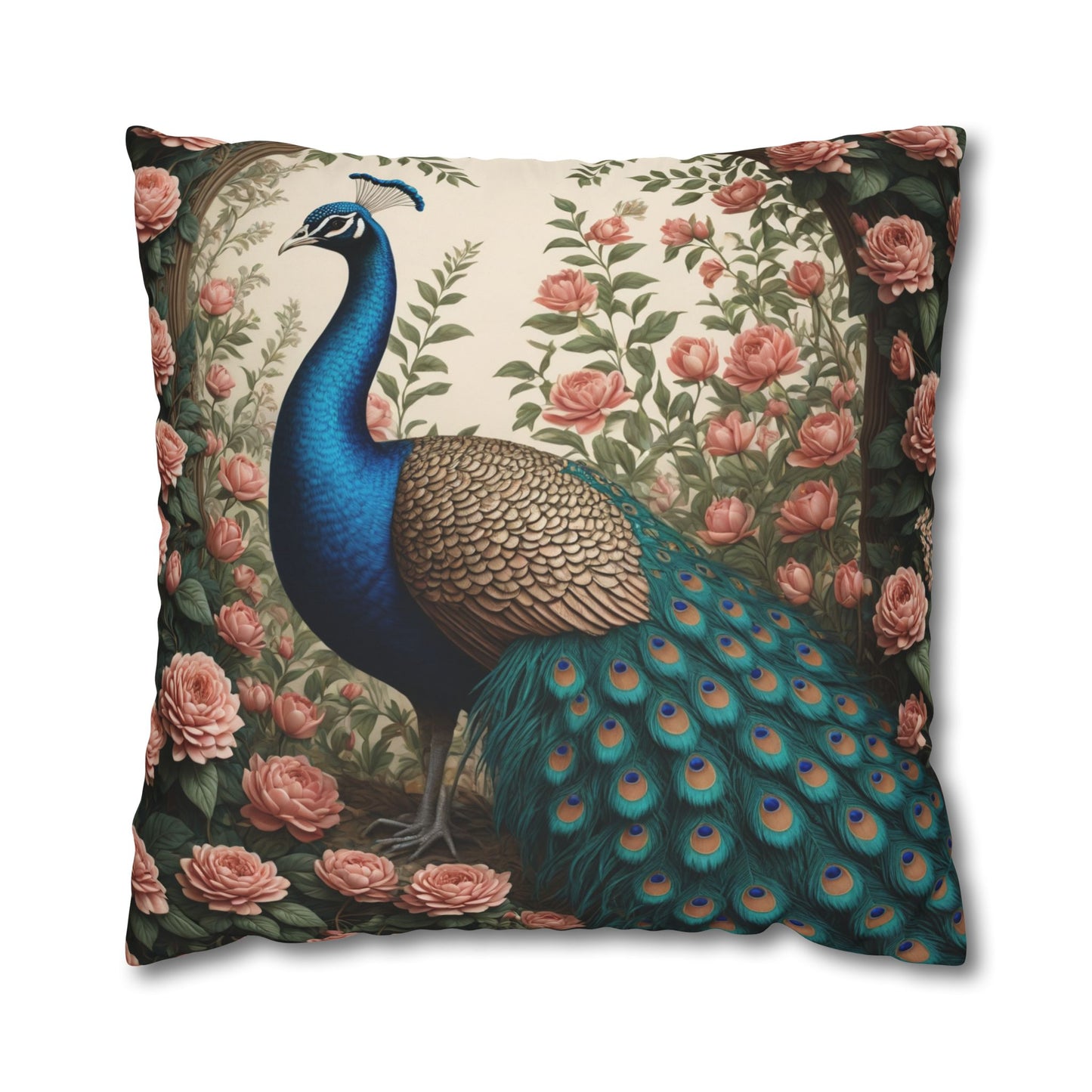 Enchanting Peacock William Morris Style Square Pillow, Throw Pillow Peacock Design, Decorate with Magic - Homevalley.co.uk
