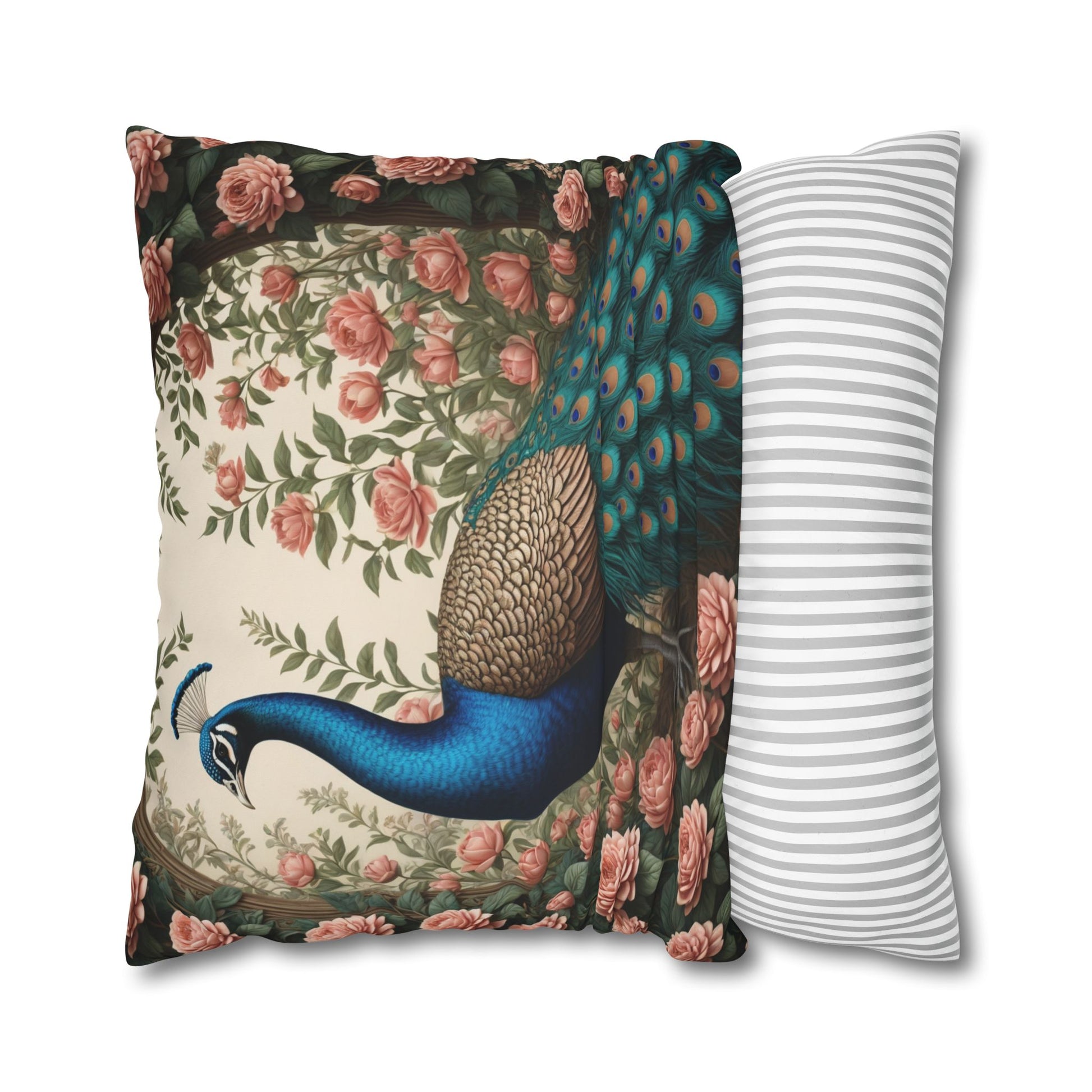 Enchanting Peacock William Morris Style Square Pillow, Throw Pillow Peacock Design, Decorate with Magic - Homevalley.co.uk