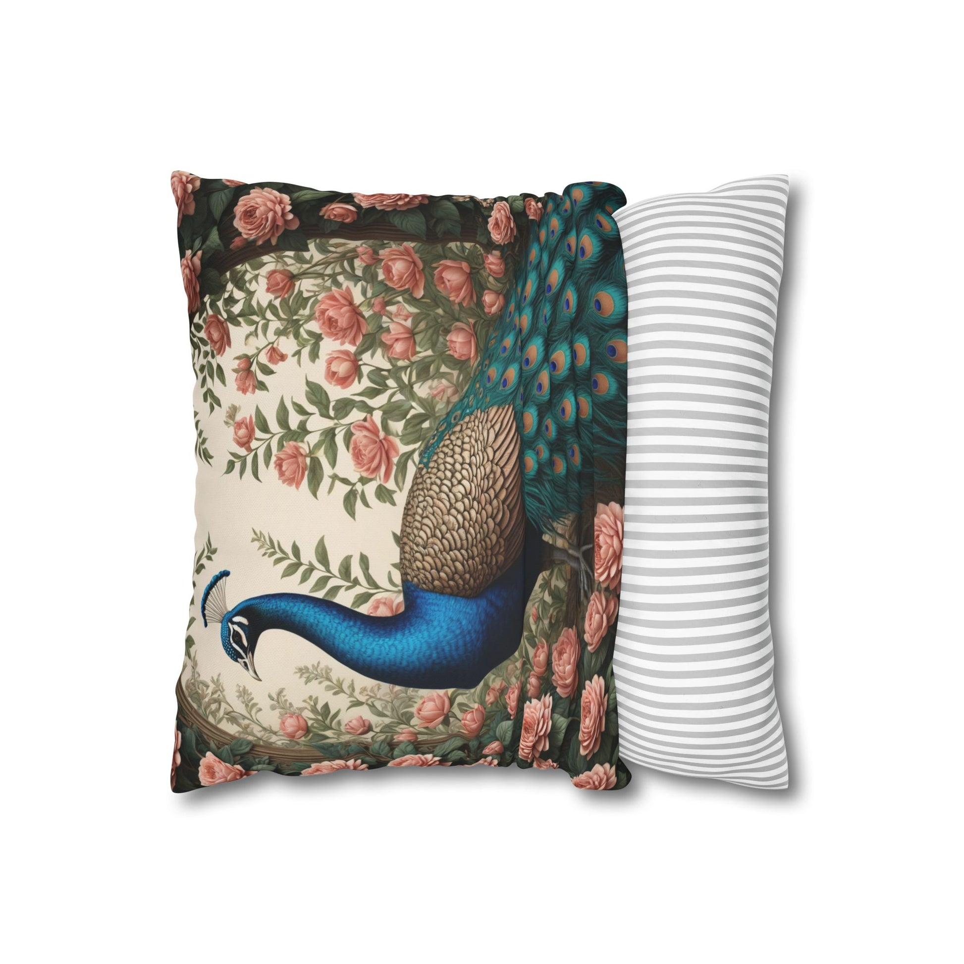Enchanting Peacock William Morris Style Square Pillow, Throw Pillow Peacock Design, Decorate with Magic - Homevalley.co.uk