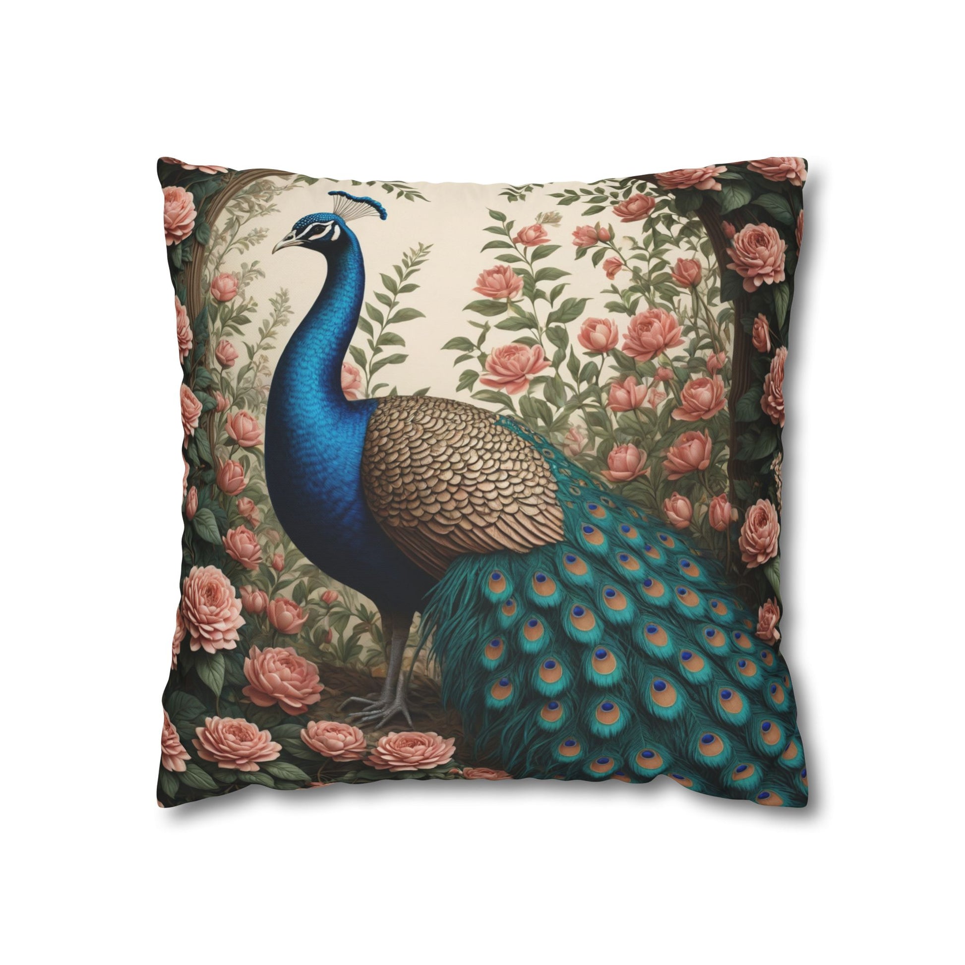 Enchanting Peacock William Morris Style Square Pillow, Throw Pillow Peacock Design, Decorate with Magic - Homevalley.co.uk