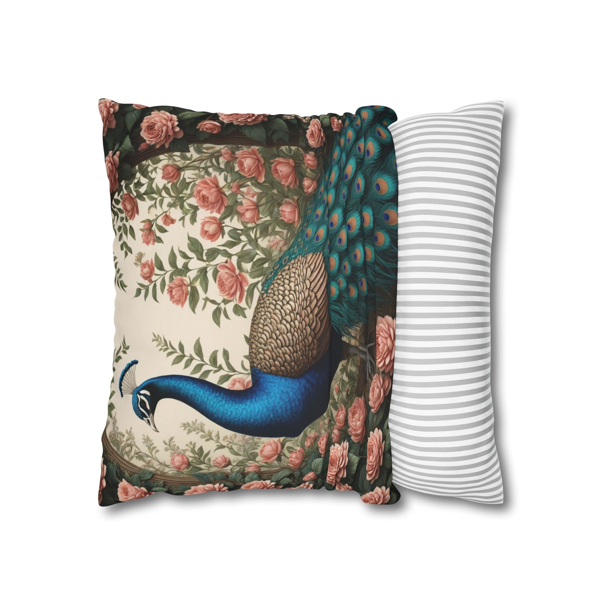 Enchanting Peacock William Morris Style Square Pillow, Throw Pillow Peacock Design, Decorate with Magic - Homevalley.co.uk
