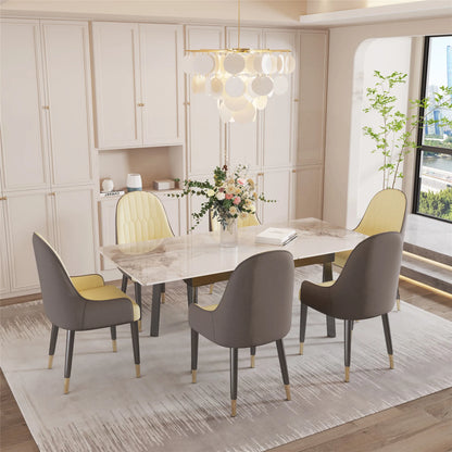 Extendable Rectangular Sintered Stone Marble Dining Table - Homevalley.co.uk