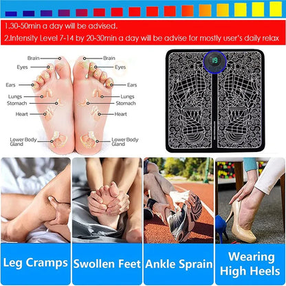 Feet Massager Pad, 8 Modes, 19 Level Relaxation, USB Charging - Homevalley.co.uk