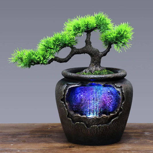 Feng Shui Tree Waterfall Fountain, 7 Colour Led - Homevalley.co.uk