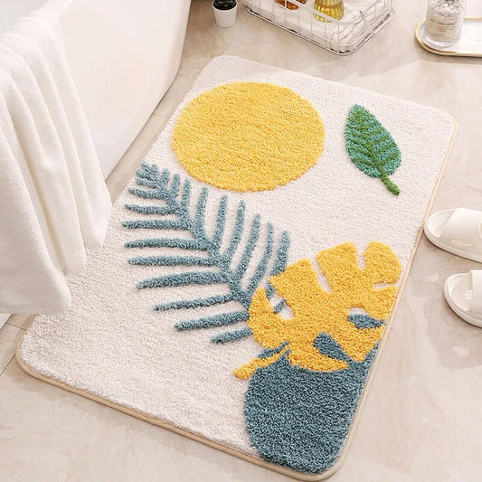 Floral Non-Slip Microfiber Bathroom Mat – Soft, Stylish, and Safe for Every Bathroom - Homevalley.co.uk