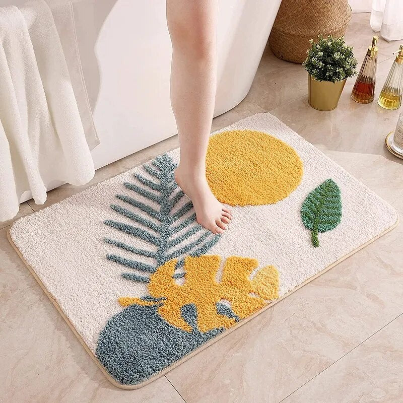 Floral Non-Slip Microfiber Bathroom Mat – Soft, Stylish, and Safe for Every Bathroom - Homevalley.co.uk