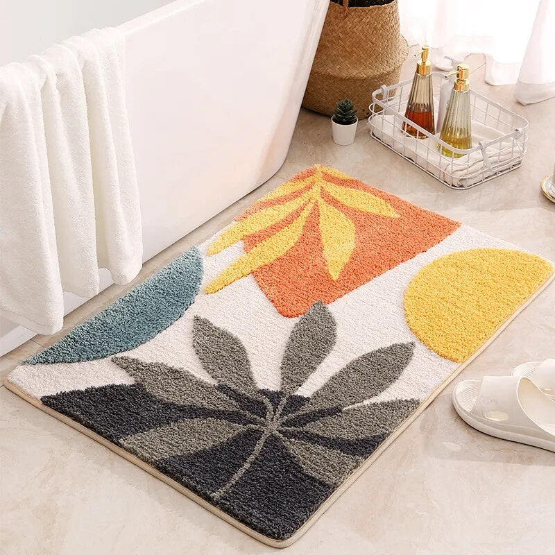 Floral Non-Slip Microfiber Bathroom Mat – Soft, Stylish, and Safe for Every Bathroom - Homevalley.co.uk