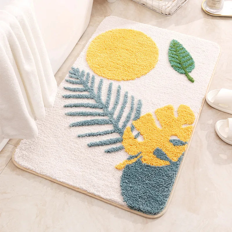 Floral Non-Slip Microfiber Bathroom Mat – Soft, Stylish, and Safe for Every Bathroom - Homevalley.co.uk
