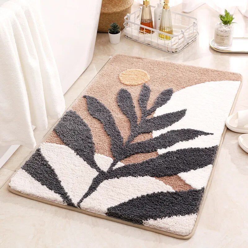 Floral Non-Slip Microfiber Bathroom Mat – Soft, Stylish, and Safe for Every Bathroom - Homevalley.co.uk