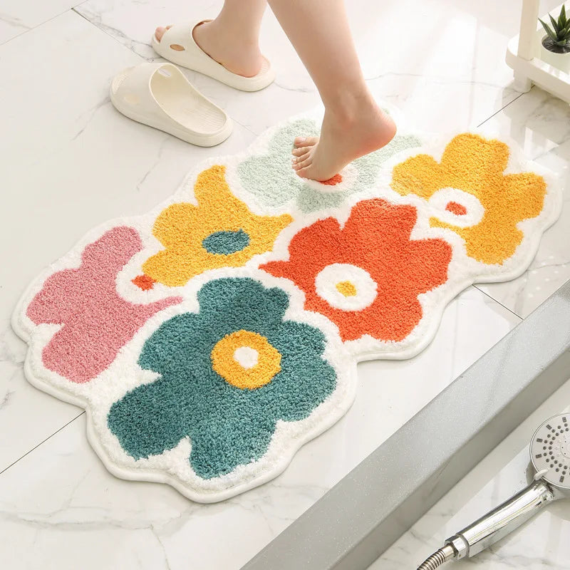 Flower Design Extra Soft Non-Slip Bathroom Mat – Absorbent, Decorative, and Safe - Homevalley.co.uk