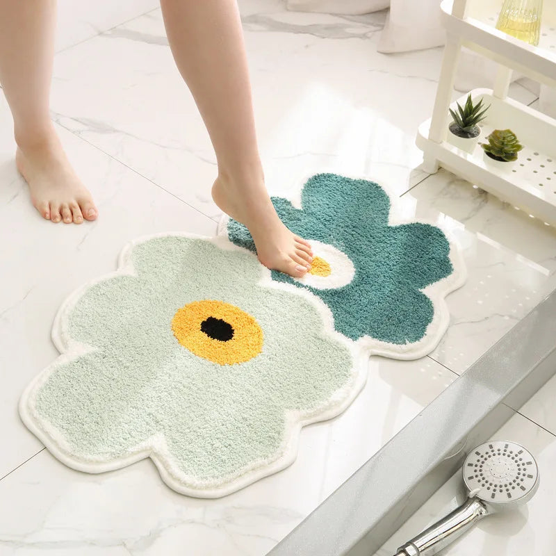 Flower Design Extra Soft Non-Slip Bathroom Mat – Absorbent, Decorative, and Safe - Homevalley.co.uk