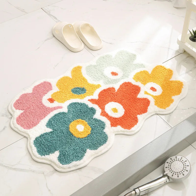 Flower Design Extra Soft Non-Slip Bathroom Mat – Absorbent, Decorative, and Safe - Homevalley.co.uk