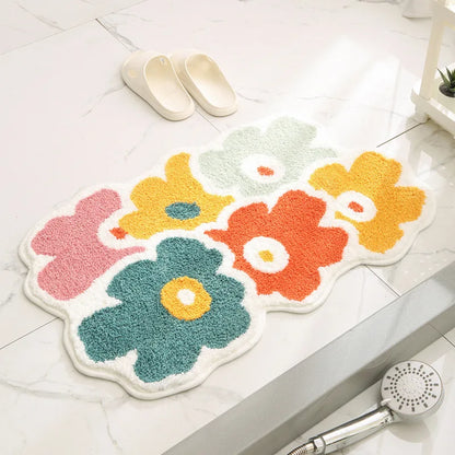 Flower Design Extra Soft Non-Slip Bathroom Mat – Absorbent, Decorative, and Safe - Homevalley.co.uk