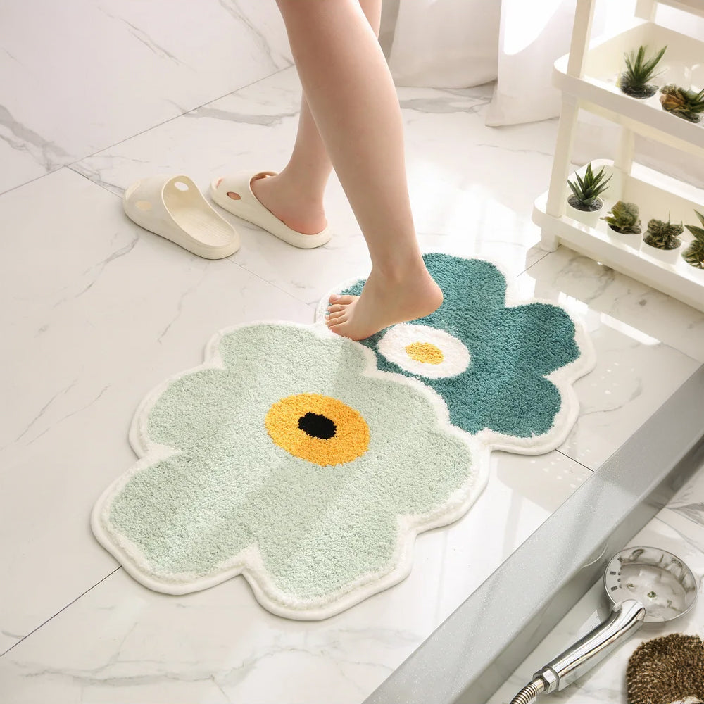 Flower Design Extra Soft Non-Slip Bathroom Mat – Absorbent, Decorative, and Safe - Homevalley.co.uk