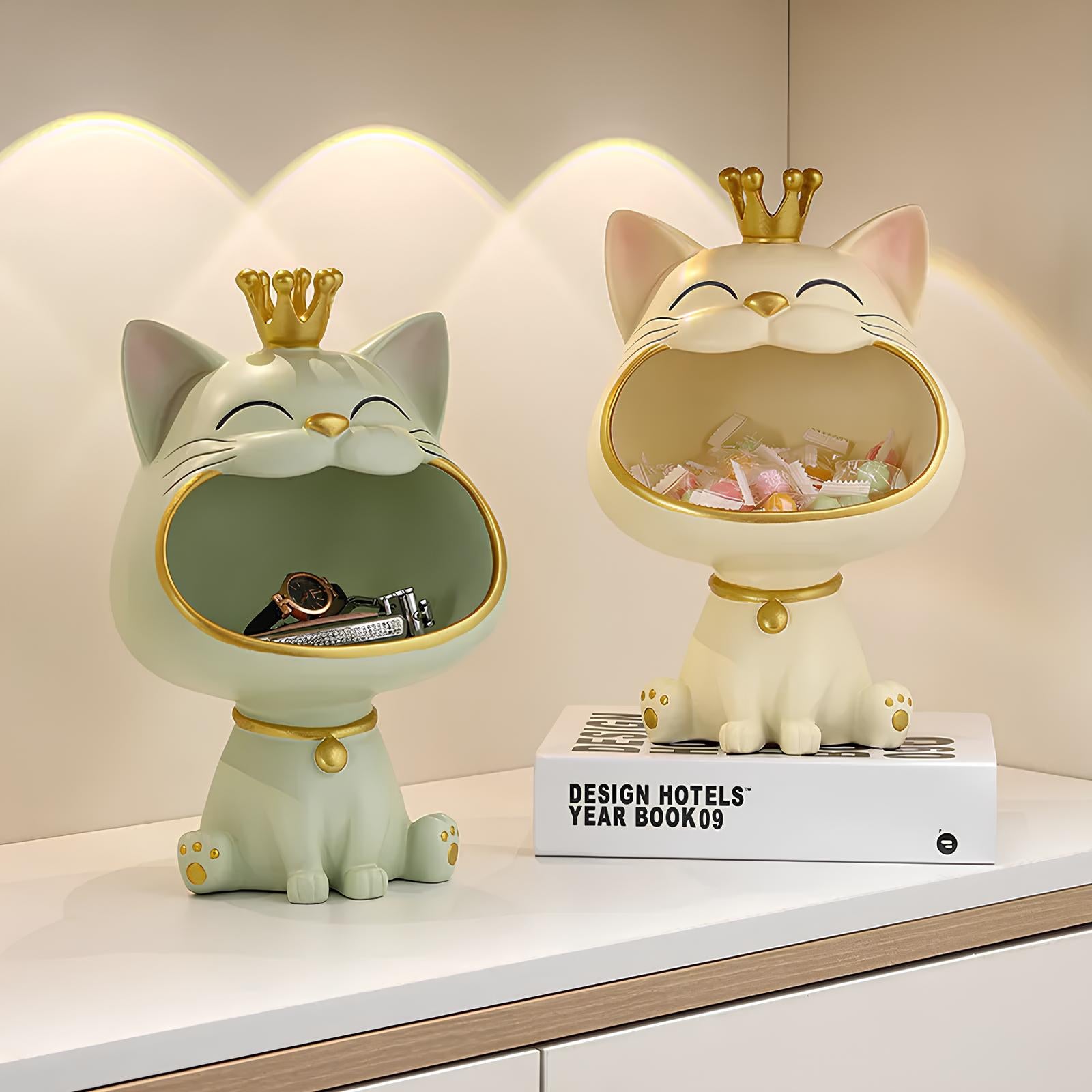 Fortune Crown Big Mouth Cat Entrance Key Storage Tray Decorative Ornament (pastel colours) - Homevalley.co.uk