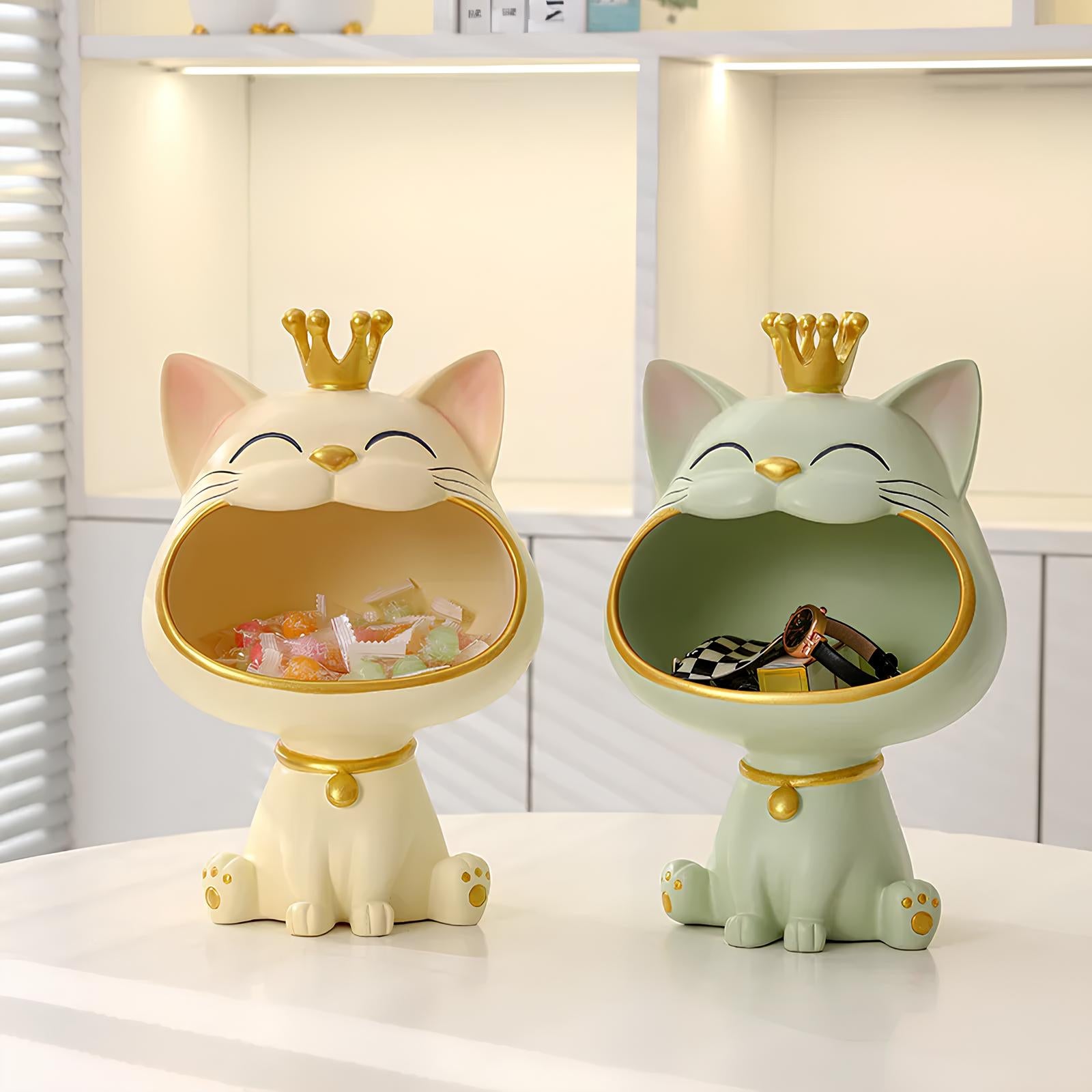 Fortune Crown Big Mouth Cat Entrance Key Storage Tray Decorative Ornament (pastel colours) - Homevalley.co.uk