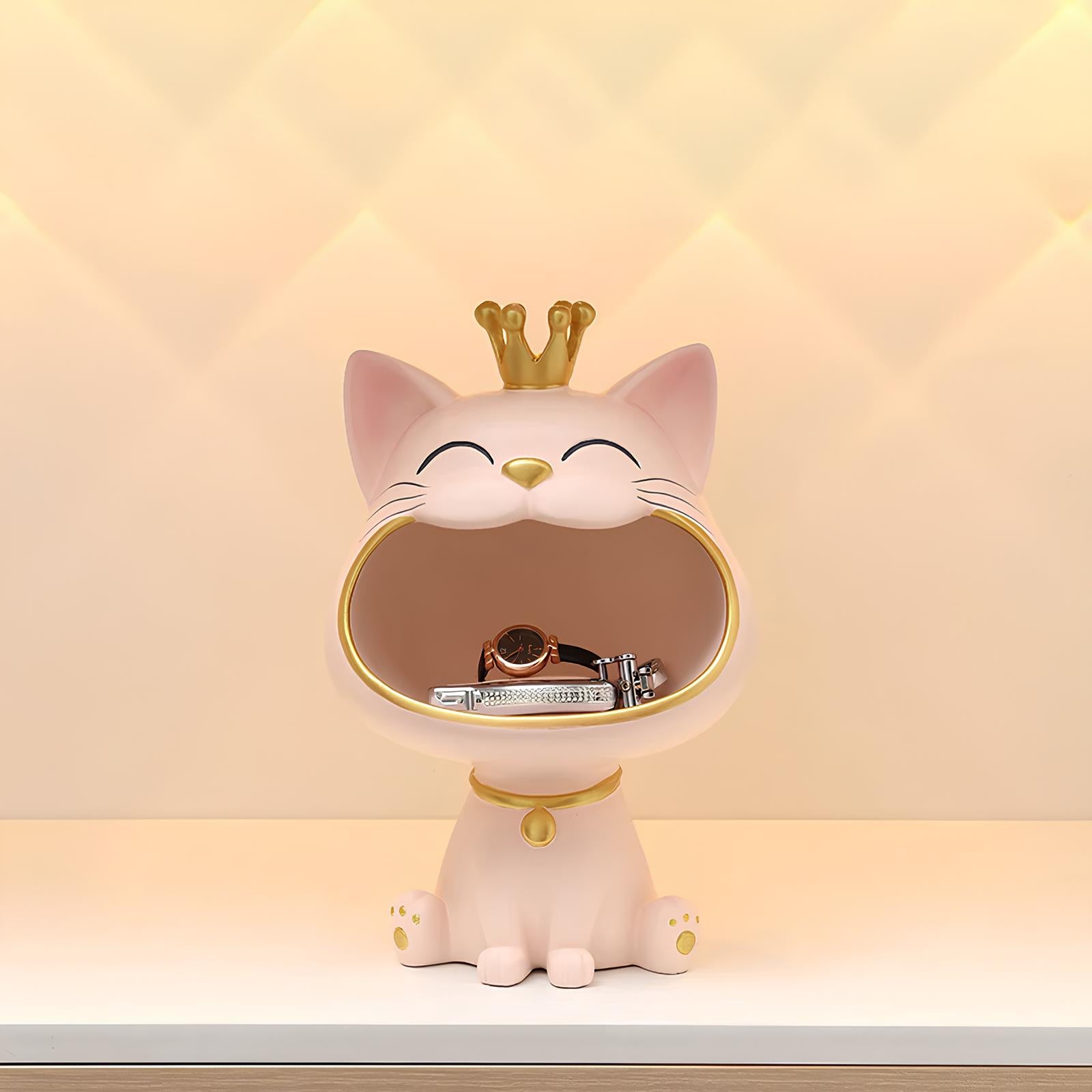 Fortune Crown Big Mouth Cat Entrance Key Storage Tray Decorative Ornament (pastel colours) - Homevalley.co.uk