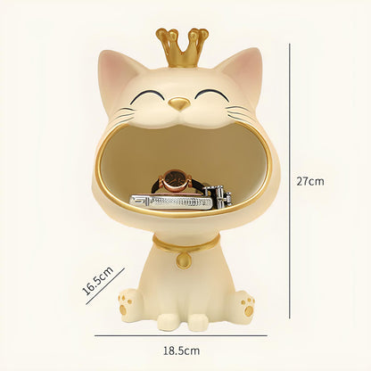 Fortune Crown Big Mouth Cat Entrance Key Storage Tray Decorative Ornament (pastel colours) - Homevalley.co.uk