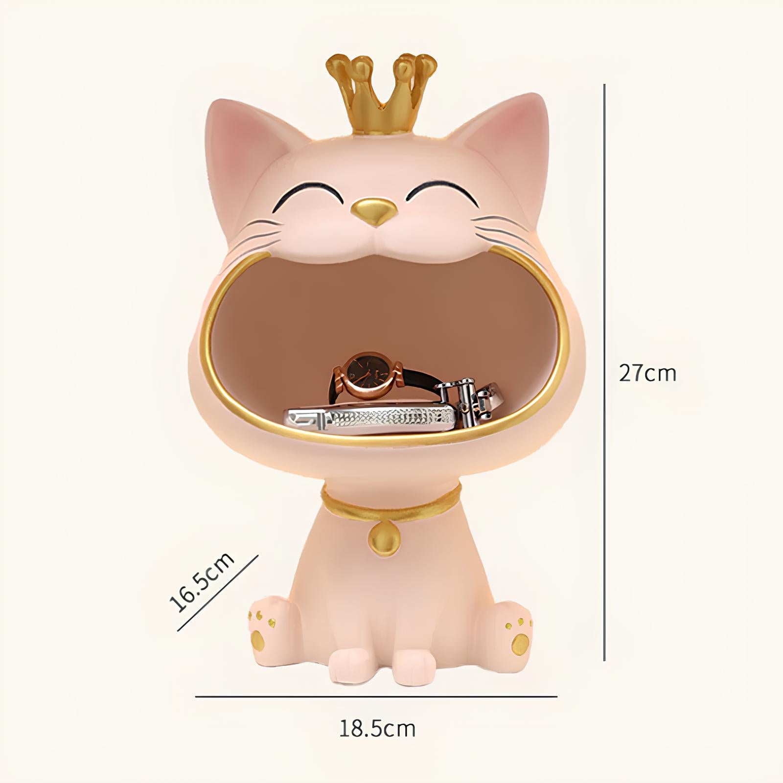 Fortune Crown Big Mouth Cat Entrance Key Storage Tray Decorative Ornament (pastel colours) - Homevalley.co.uk