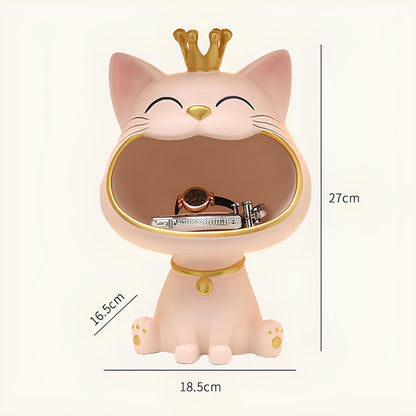 Fortune Crown Big Mouth Cat Entrance Key Storage Tray Decorative Ornament (pastel colours) - Homevalley.co.uk