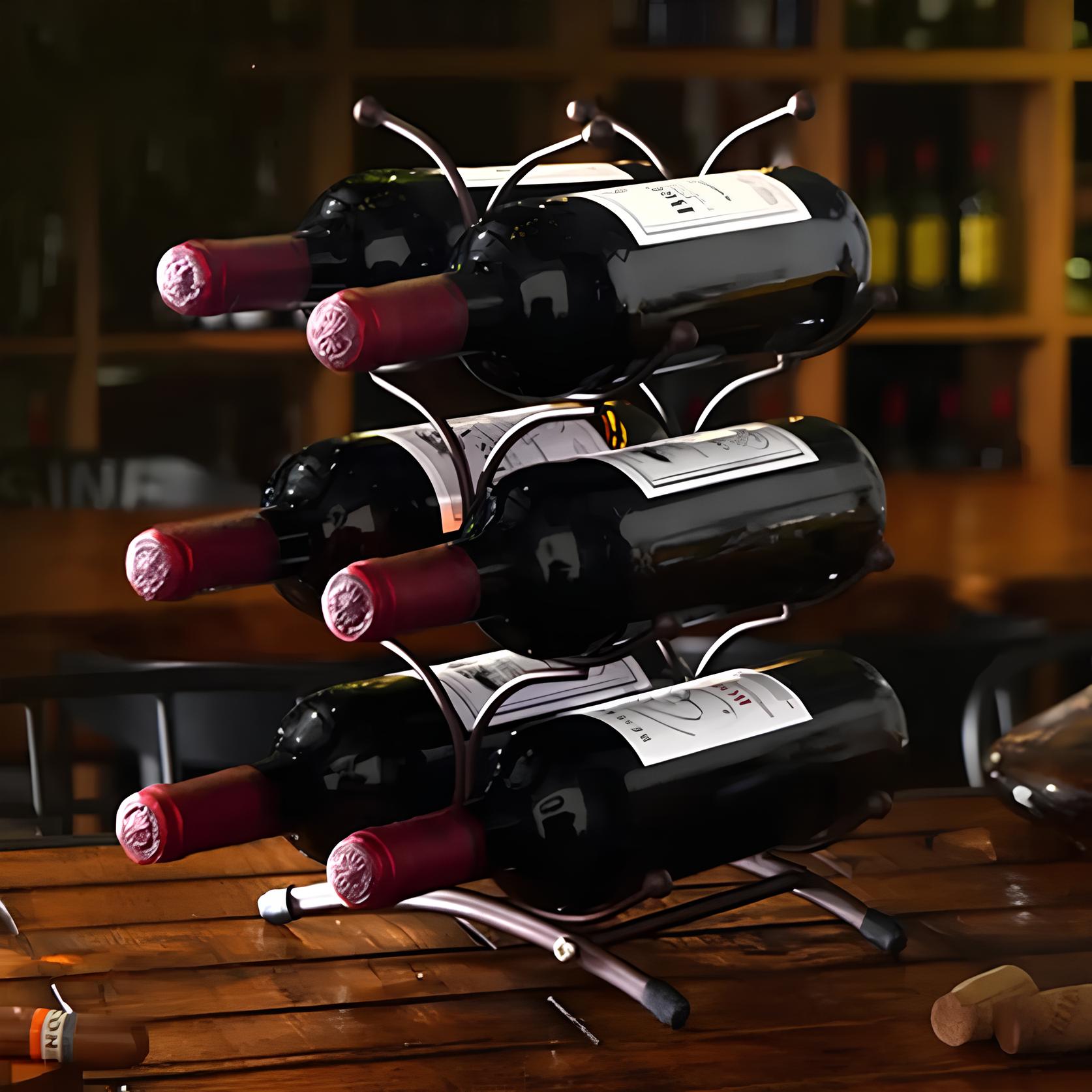 Freestanding Metal Wine Rack, 6 bottles - Homevalley.co.uk