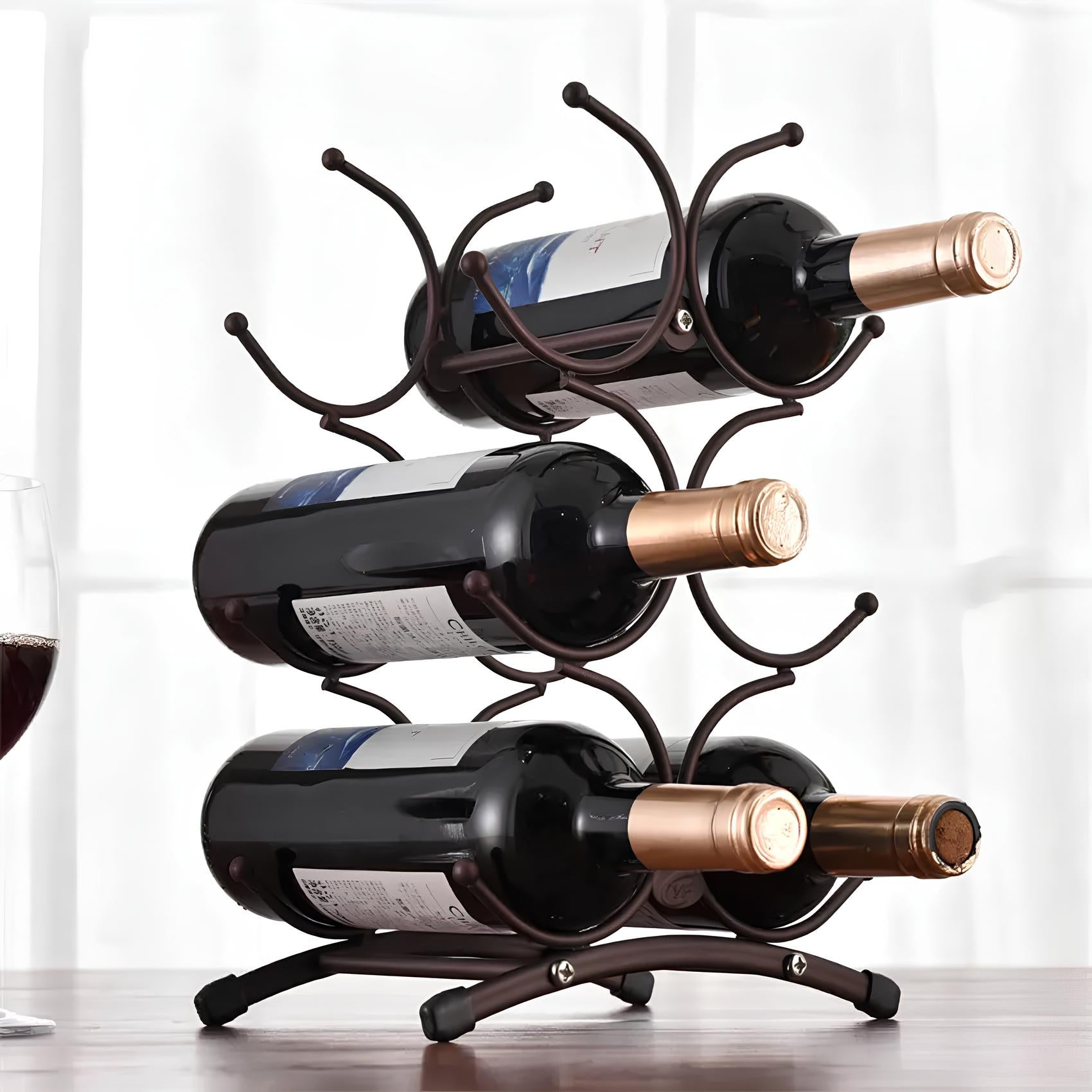 Freestanding Metal Wine Rack, 6 bottles - Homevalley.co.uk
