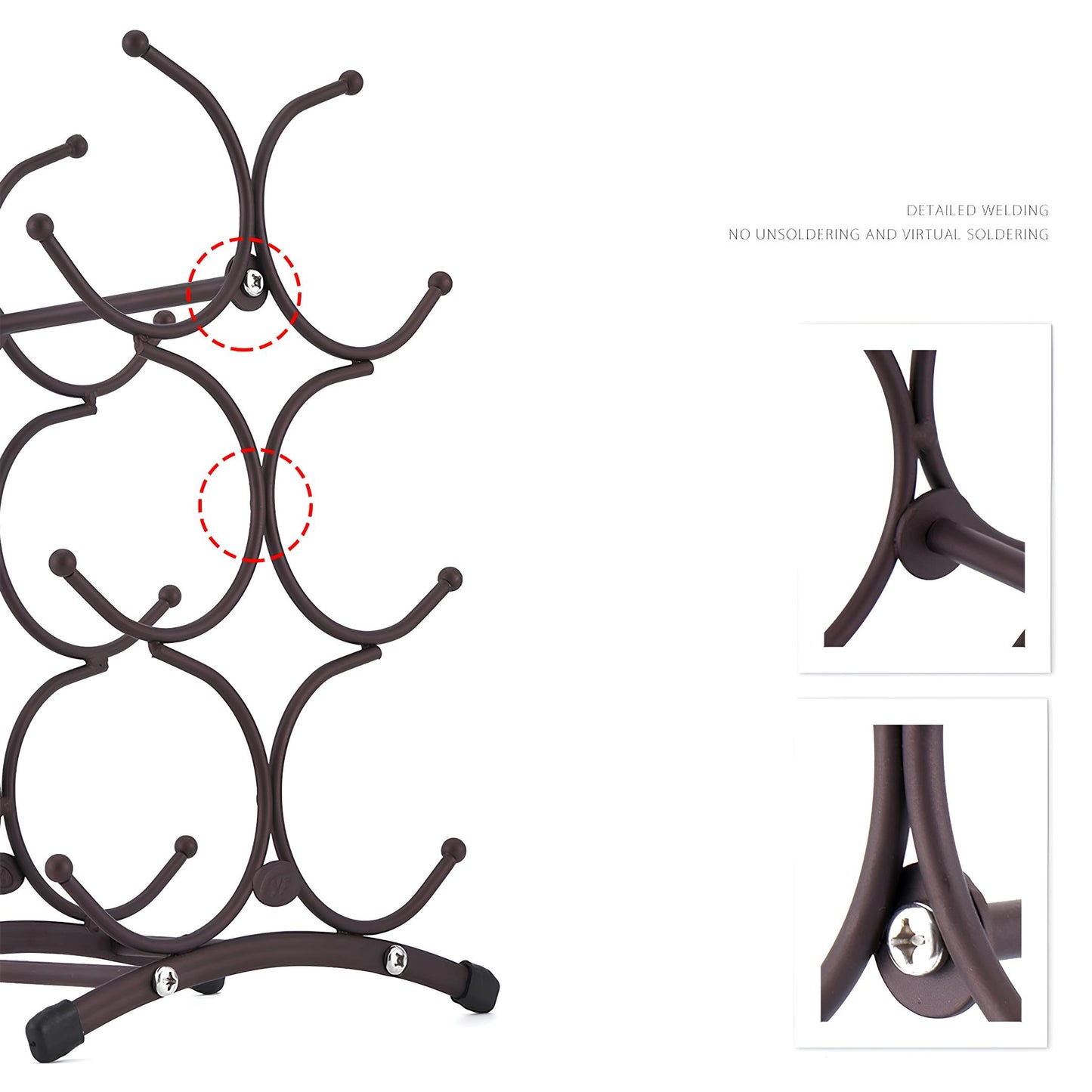 Freestanding Metal Wine Rack, 6 bottles - Homevalley.co.uk