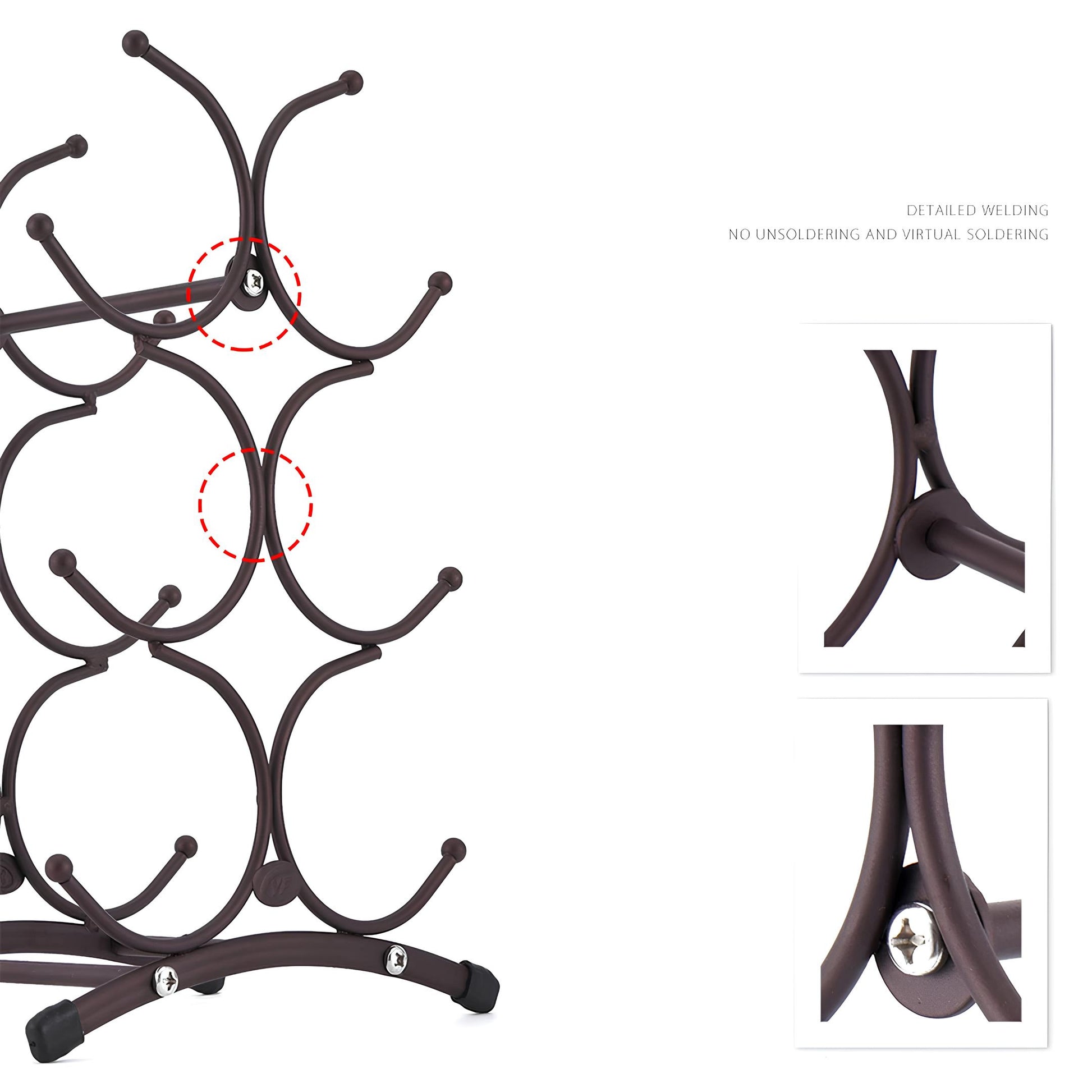 Freestanding Metal Wine Rack, 6 bottles - Homevalley.co.uk