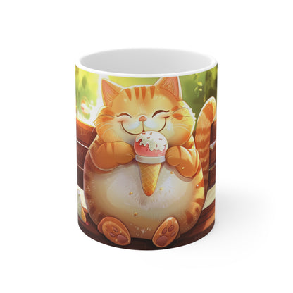 Funny Cat Eating Ice Cream Coffee Mug, Funny Pets Tea Cup, Gift for Her, Mother's Day, Gift Idea,11oz, 15oz - Homevalley.co.uk
