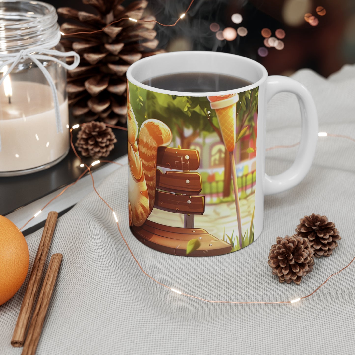 Funny Cat Eating Ice Cream Coffee Mug, Funny Pets Tea Cup, Gift for Her, Mother's Day, Gift Idea,11oz, 15oz - Homevalley.co.uk