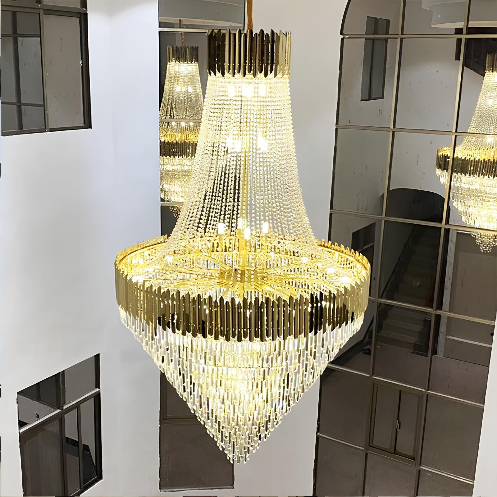 Gold Crystal Staircase Chandelier - Homevalley.co.uk