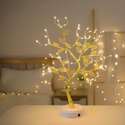 Gold Leaf Led Touch Night Light Light Table Tree Lamp - Homevalley.co.uk
