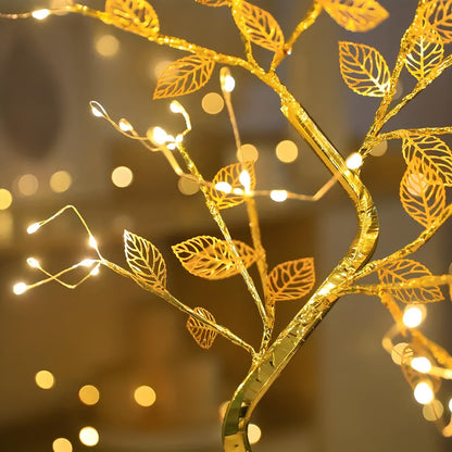 Gold Leaf Led Touch Night Light Light Table Tree Lamp - Homevalley.co.uk