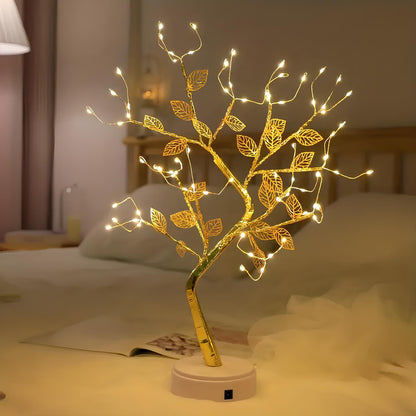 Gold Leaf Led Touch Night Light Light Table Tree Lamp - Homevalley.co.uk
