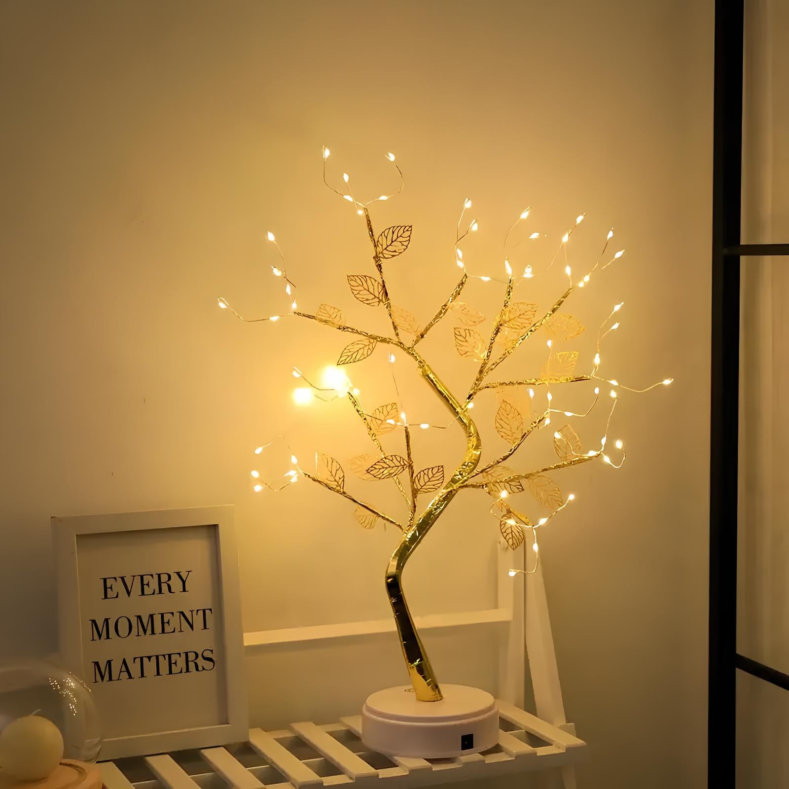 Gold Leaf Led Touch Night Light Light Table Tree Lamp - Homevalley.co.uk