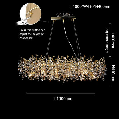 Gold Long Crystal Chandelier - Homevalley.co.uk