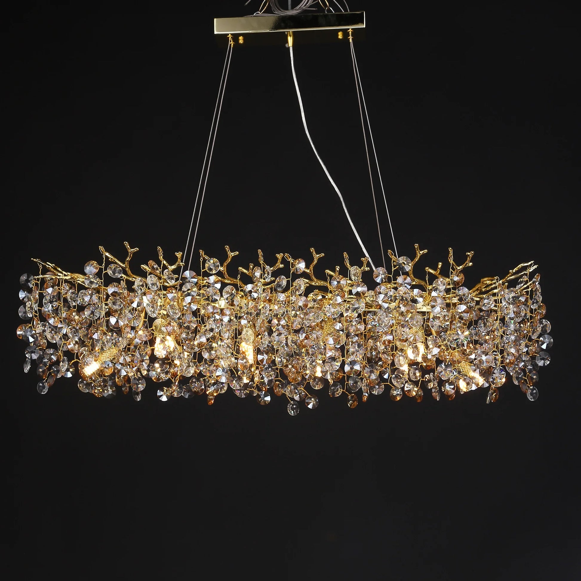 Gold Long Crystal Chandelier - Homevalley.co.uk