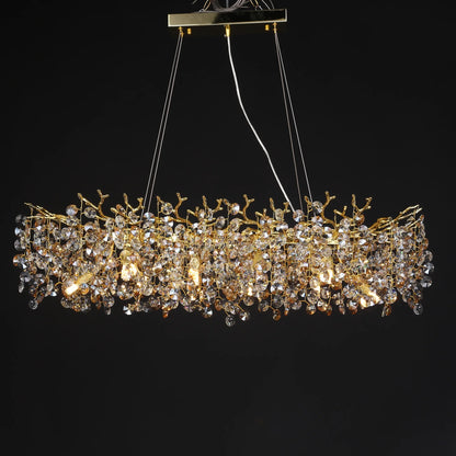 Gold Long Crystal Chandelier - Homevalley.co.uk