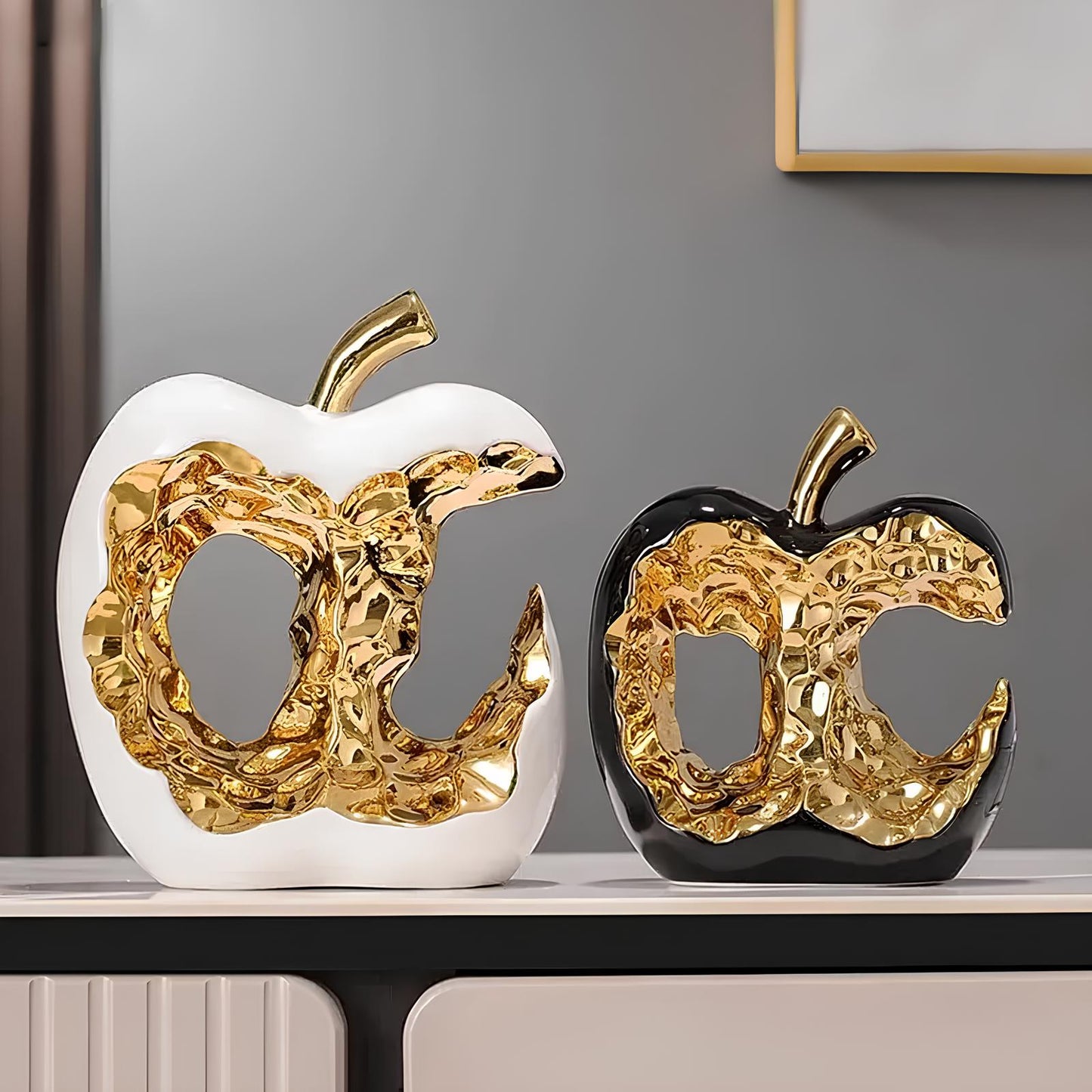 Gold-plated Hollow Apple Ceramic Sculpture Ornament - Homevalley.co.uk
