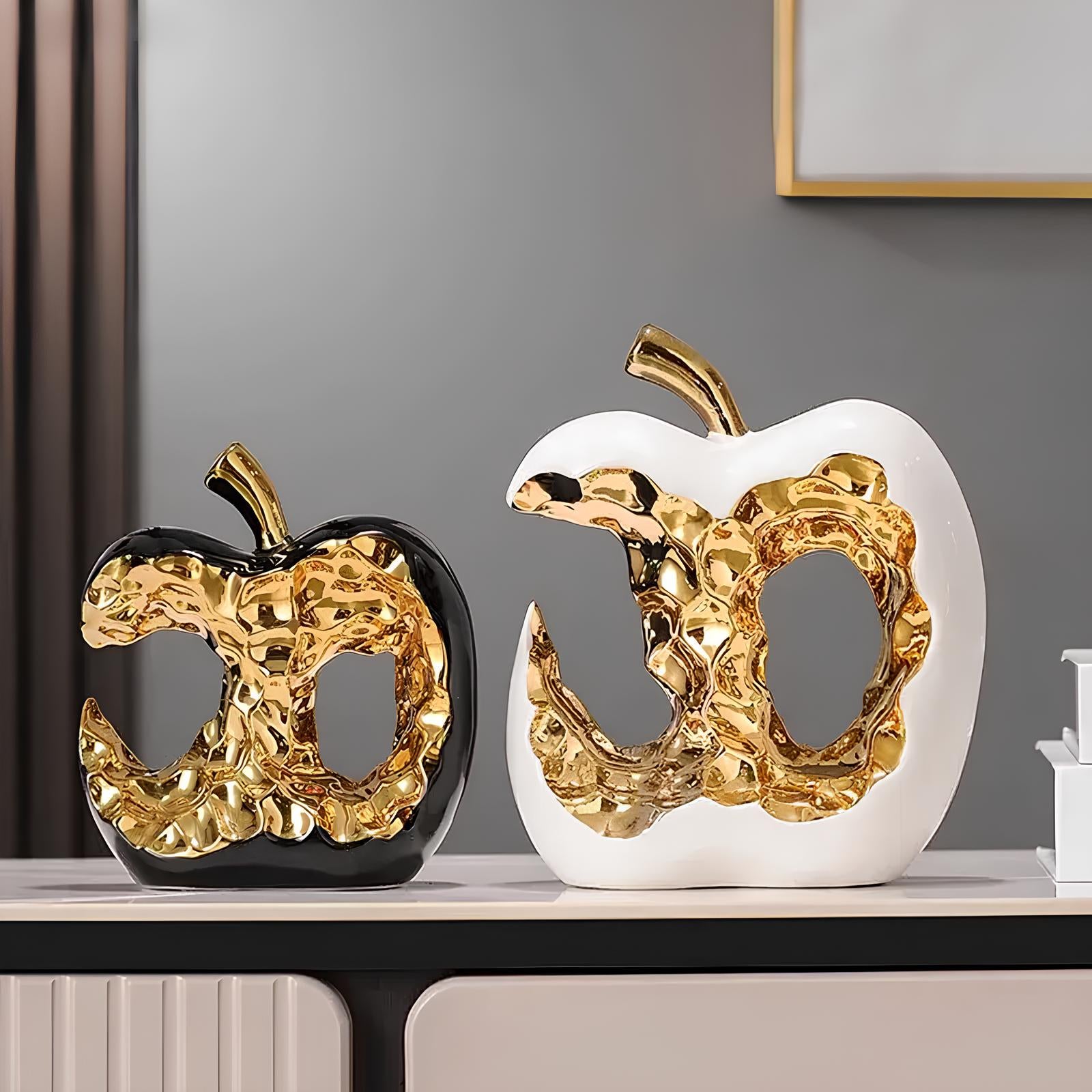 Gold-plated Hollow Apple Ceramic Sculpture Ornament - Homevalley.co.uk