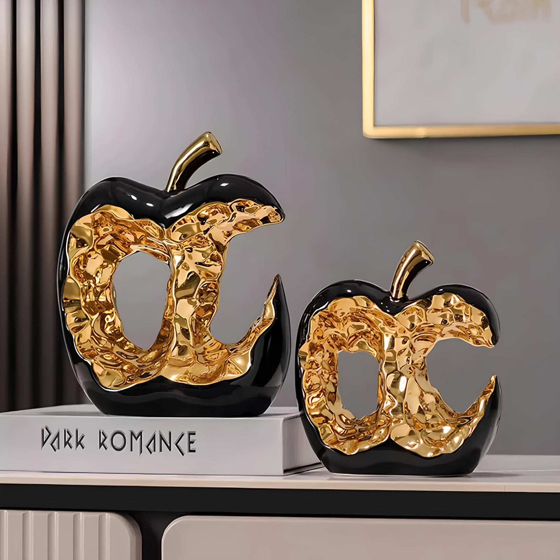 Gold-plated Hollow Apple Ceramic Sculpture Ornament - Homevalley.co.uk