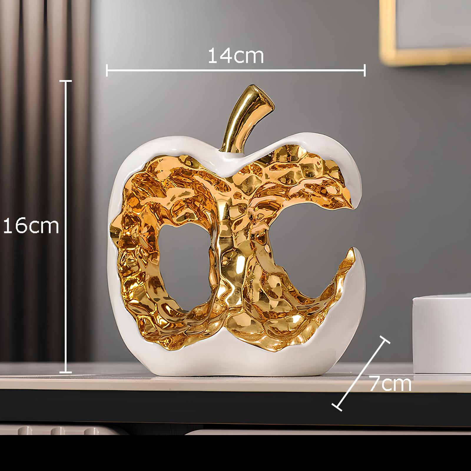 Gold-plated Hollow Apple Ceramic Sculpture Ornament - Homevalley.co.uk