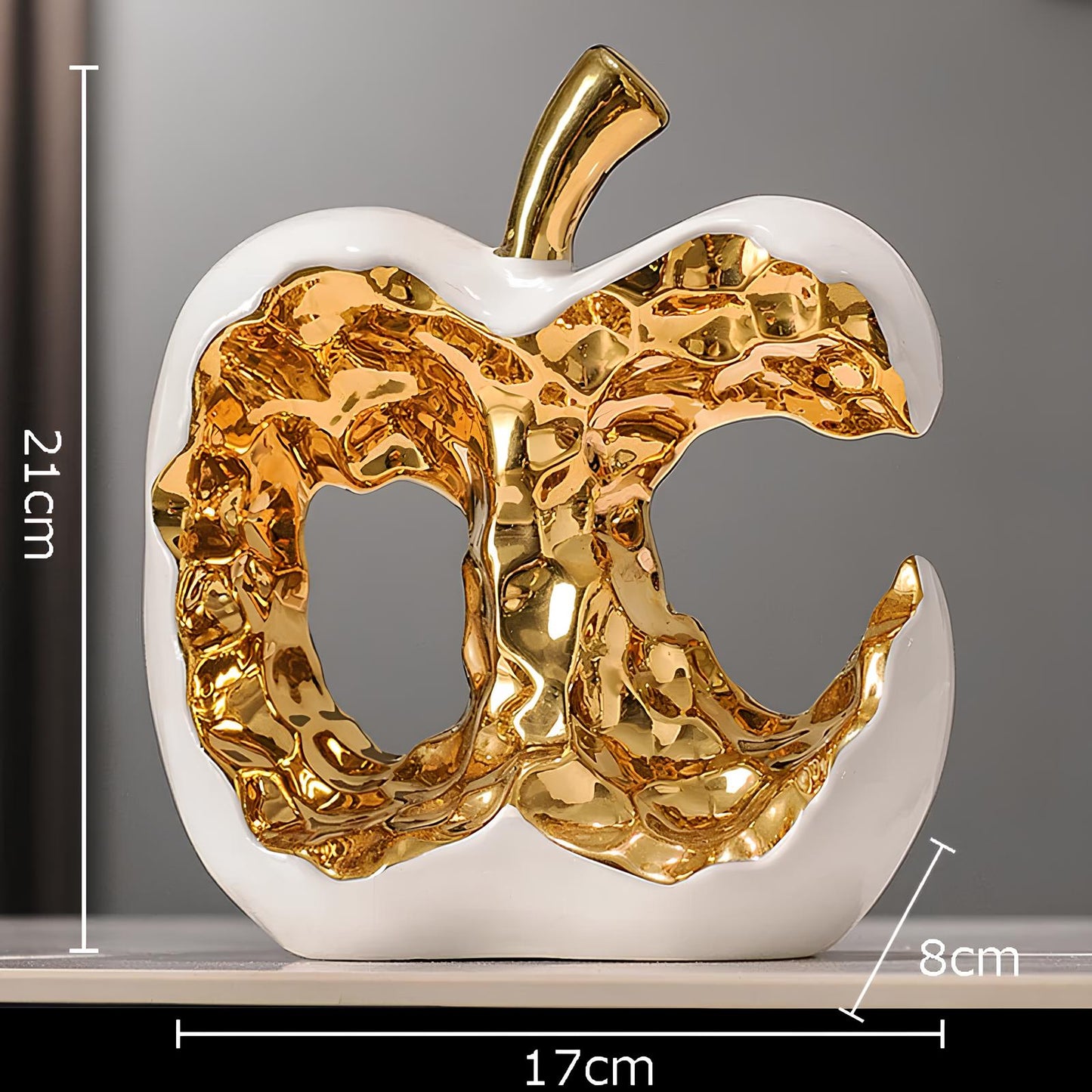 Gold-plated Hollow Apple Ceramic Sculpture Ornament - Homevalley.co.uk