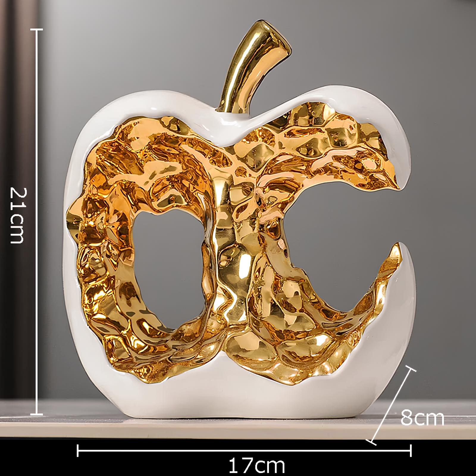 Gold-plated Hollow Apple Ceramic Sculpture Ornament - Homevalley.co.uk