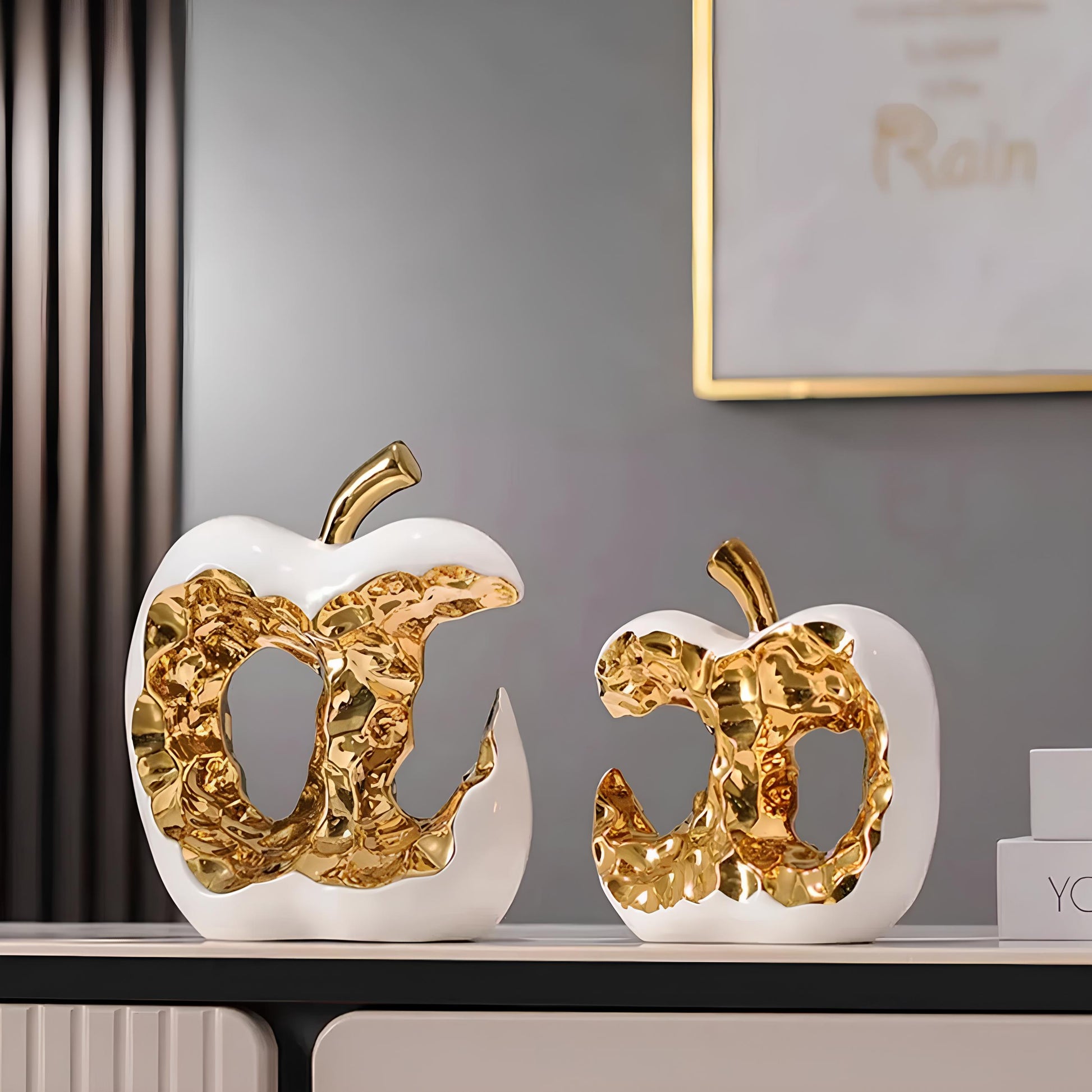 Gold-plated Hollow Apple Ceramic Sculpture Ornament - Homevalley.co.uk