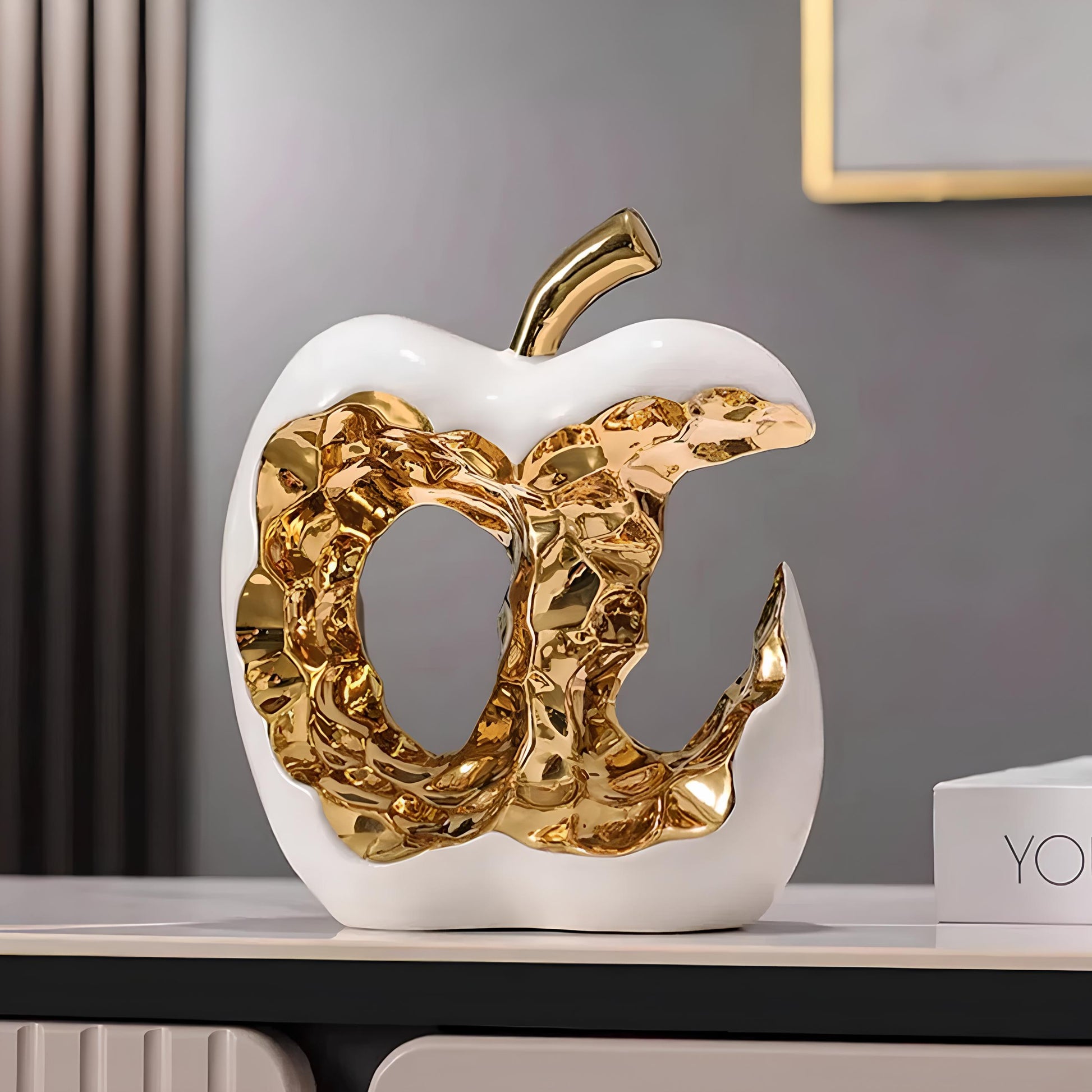 Gold-plated Hollow Apple Ceramic Sculpture Ornament - Homevalley.co.uk