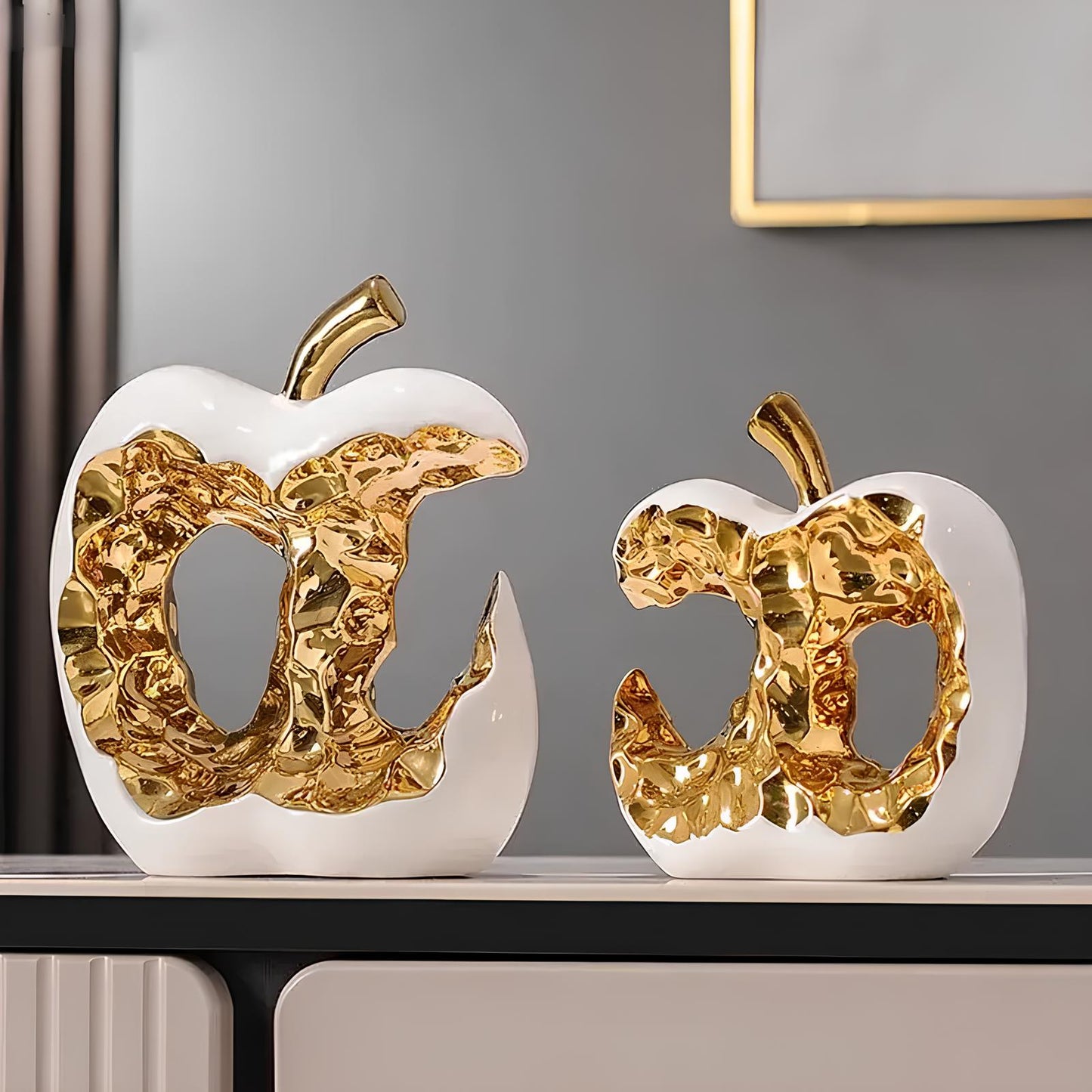 Gold-plated Hollow Apple Ceramic Sculpture Ornament - Homevalley.co.uk