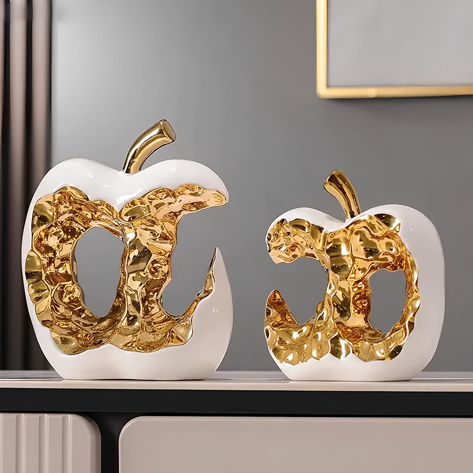 Gold-plated Hollow Apple Ceramic Sculpture Ornament - Homevalley.co.uk