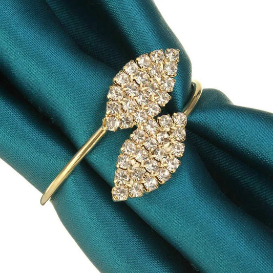 Gold Silver Leaf Set of 12 Napkin Rings Holder Wedding Party Dinner Table - Homevalley.co.uk